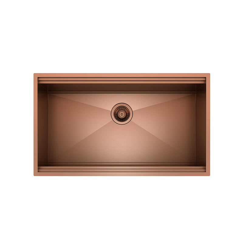 Leonardo Single Bowl Kitchen Sink - Under Mount - 33" Stainless Steel/Copper