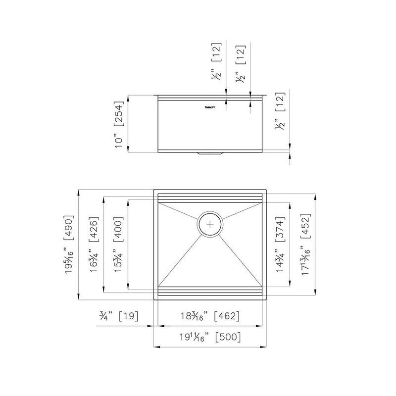 Leonardo Single Bowl Kitchen Sink - Under Mount - 20" Stainless Steel/Satin