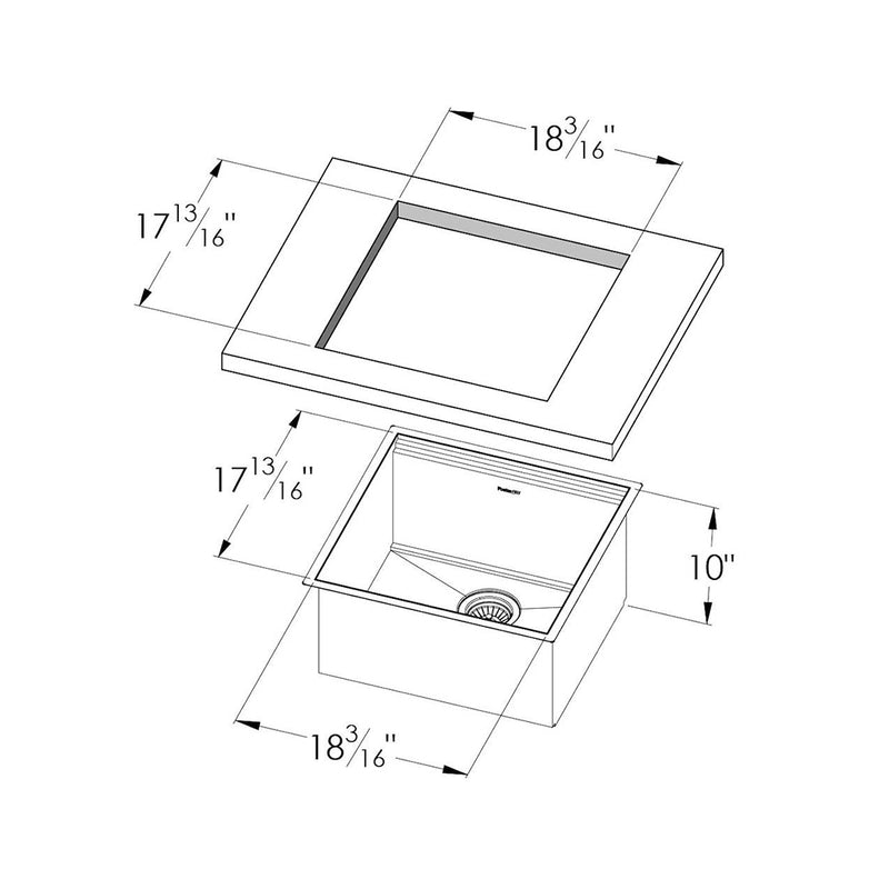 Leonardo Single Bowl Kitchen Sink - Under Mount - 20" Stainless Steel/Satin