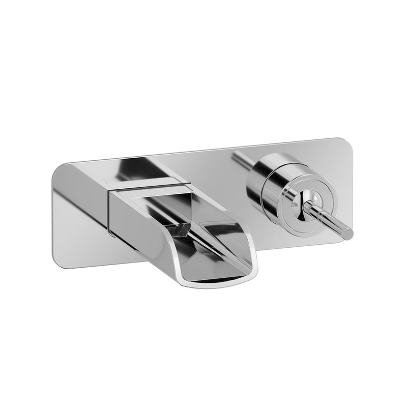 Loveme Waterfall Bathroom Faucet - Wall Mount - 9" Brass/Polished Chrome