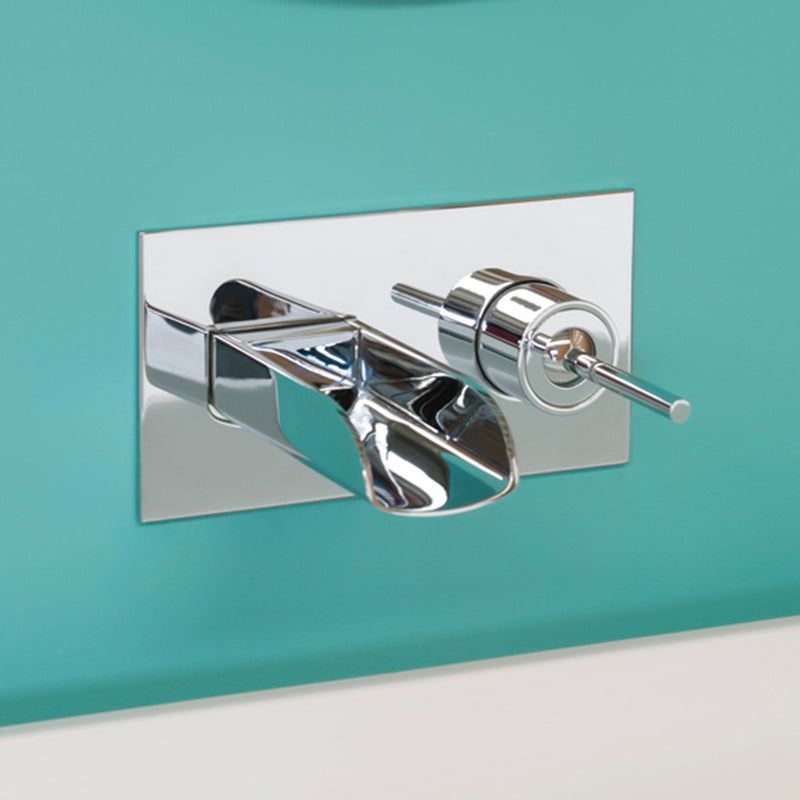 Loveme Waterfall Bathroom Faucet - Wall Mount - 9" Brass/Polished Chrome