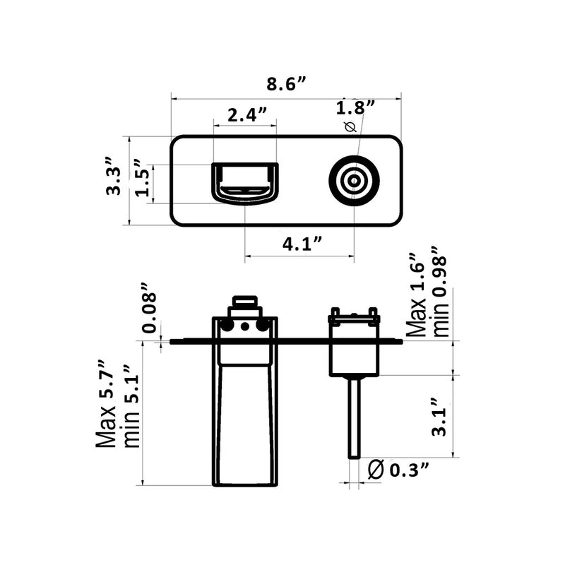 Loveme Waterfall Bathroom Faucet - Wall Mount - 9" Brass/Polished Chrome