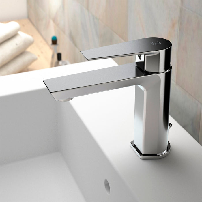 Aroha Bathroom Faucet - Single Hole - 6" Brass/Polished Chrome