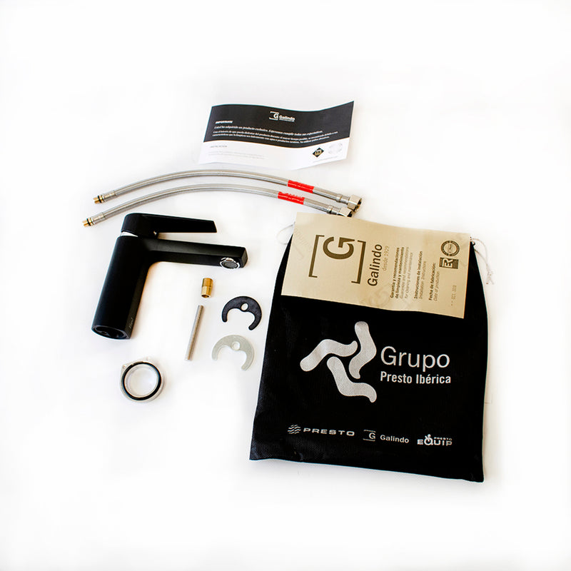 Aroha Bathroom Faucet - Single Hole - 6" Brass/Matt Black