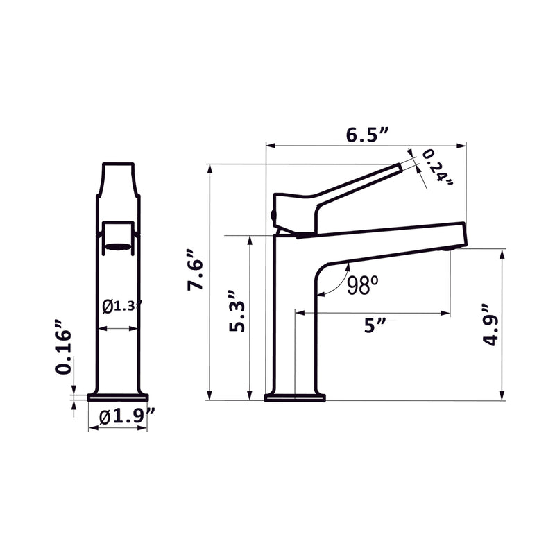 Twit Bathroom Faucet - Single Hole - 8" Brass/Polished Chrome