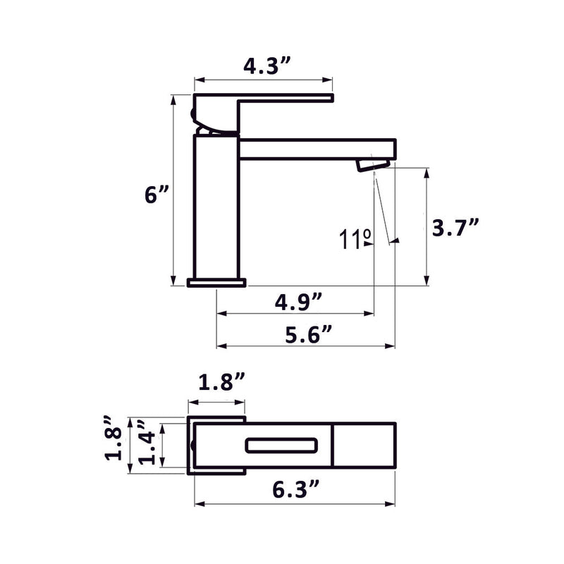 Nitro Bathroom Faucet - Single Hole - 6" Brass/Polished Chrome