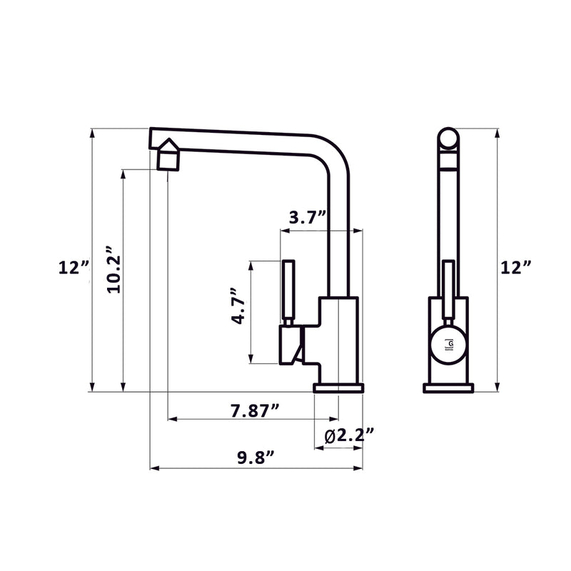 Theo City Kitchen Faucet - Single Hole - 12" Stainless Steel/Stainless Steel