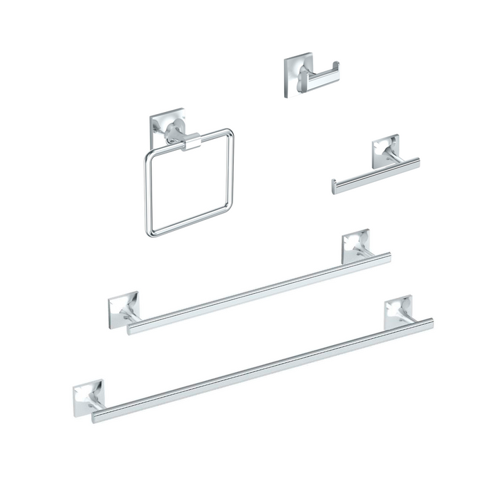 Waterline Bathroom Accessories Set - Wall Mount - Brass/Polished Chrome