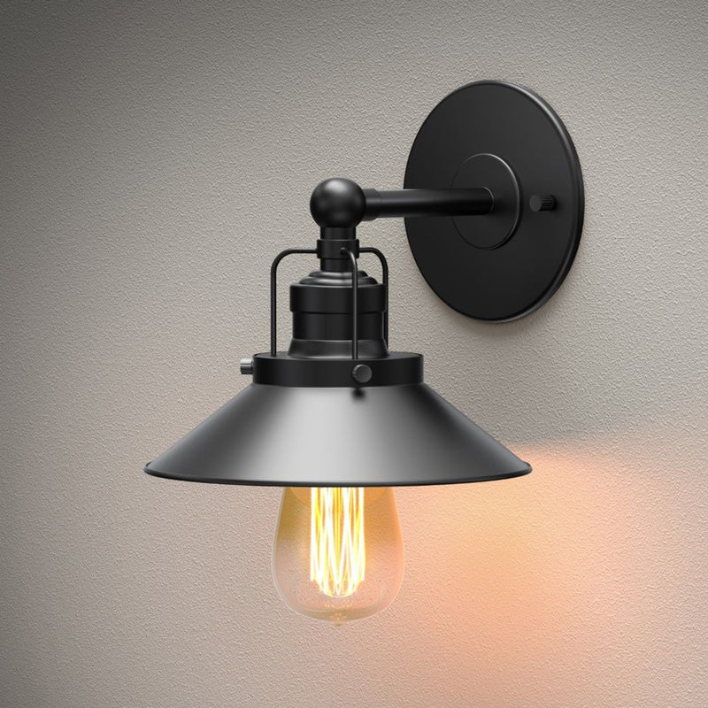 Modern Farmhouse Retro Single Light - Wall Mount - 7" Steel/Matt Black