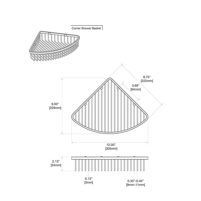 Elevation Corner Shower Basket - Wall Mount - 12" Stainless Steel/Polished Chrome