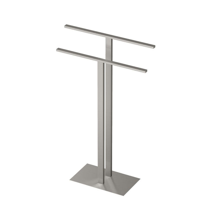 Modern Double Towel Bar - Free Standing - 20" Steel/Satin Nickel