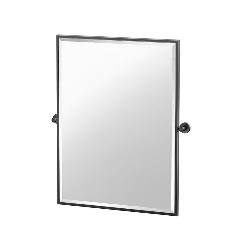 Glam Framed Pivoting Vanity Mirror - Wall Mount - 25" Steel/Matt Black - Last Unit Special Offer