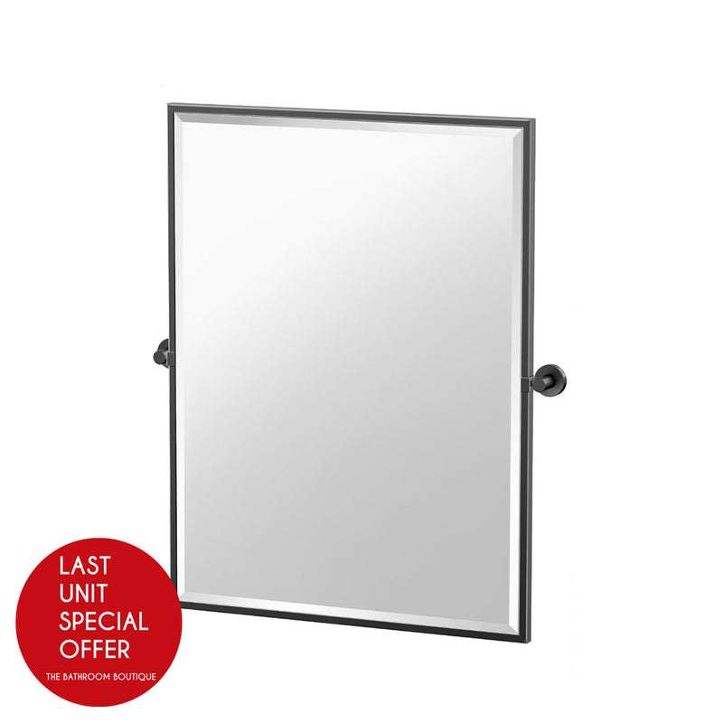 Glam Framed Pivoting Vanity Mirror - Wall Mount - 25" Steel/Matt Black - Last Unit Special Offer