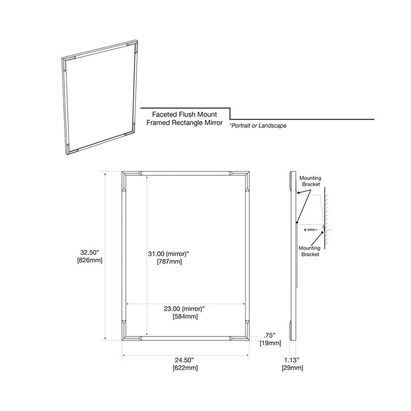 Faceted Vanity Mirror - Wall Mount - 25" Steel/Polished Chrome (Final Sale)