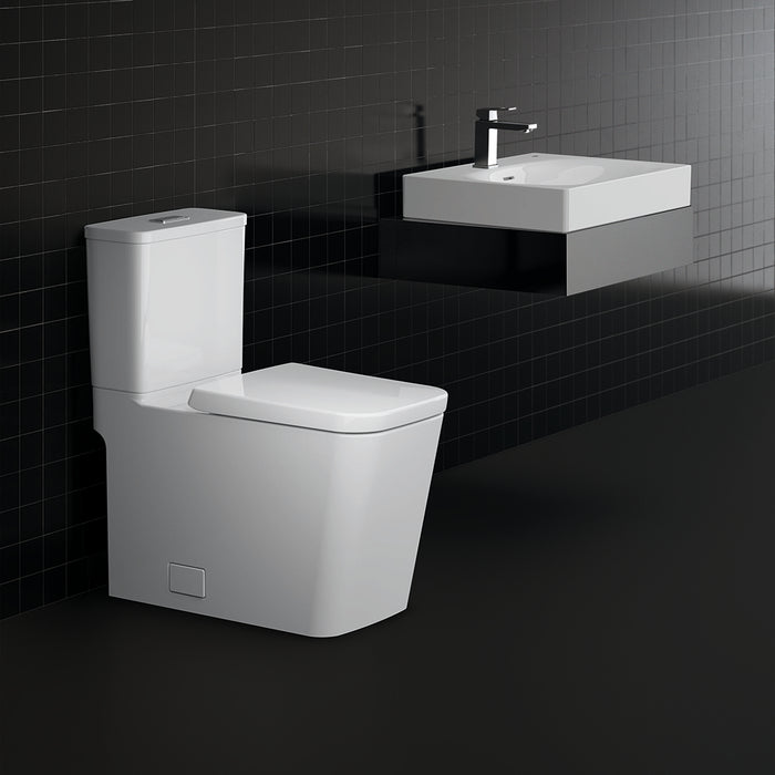 Eurocube Elongated Complete Dual Flush Two Piece Toilet - Floor Mount - 17"  Vitreous China/Alpine White
