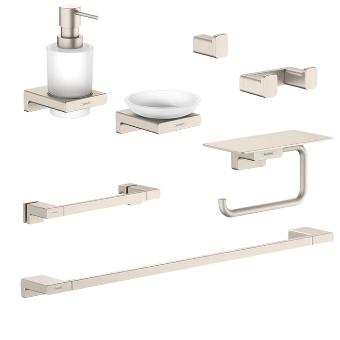 Addstoris Bathroom Accessories Set - Free Standing - Brass/Brushed Nickel