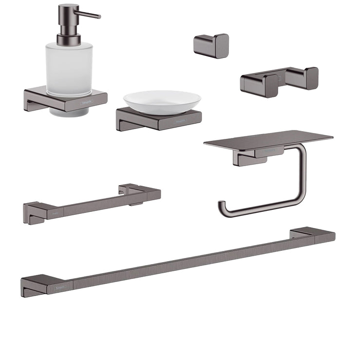 Addstoris Bathroom Accessories Set - Free Standing - Brass/Brushed Black Chrome