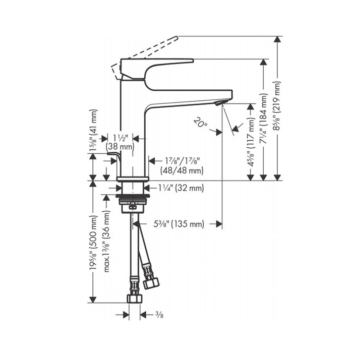 Metropol Bathroom Faucet - Single Hole - 8" Brass/Matt Black