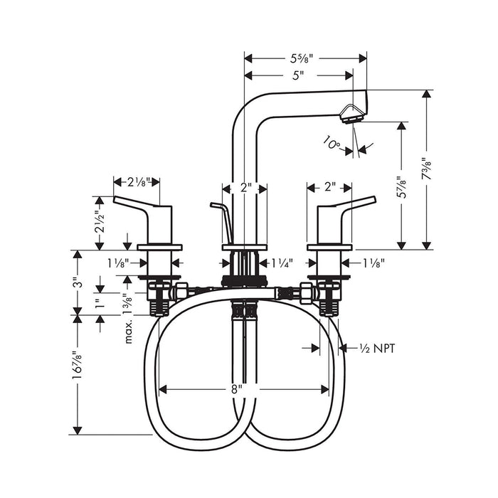 Talis S Bathroom Faucet - Widespread - 8" Brass/Polished Chrome