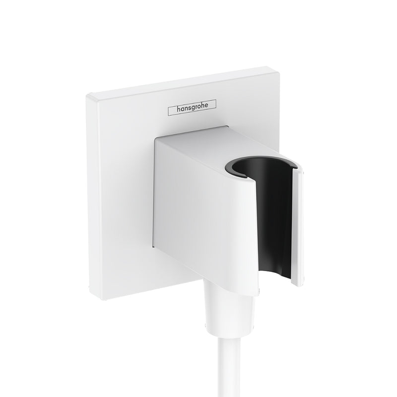 Fixfit E Hand Shower Holder Connector - Wall Mount - 4" Brass/Matt White