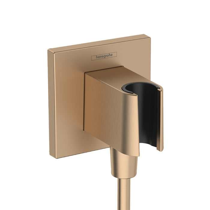 Fixfit E Hand Shower Holder Connector - Wall Mount - 4" Brass/Brushed Bronze
