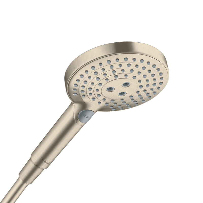 Raindance Select S 3-Jet Powder Rain Hand Shower - Wall Mount - 9" Brass/Brushed Nickel