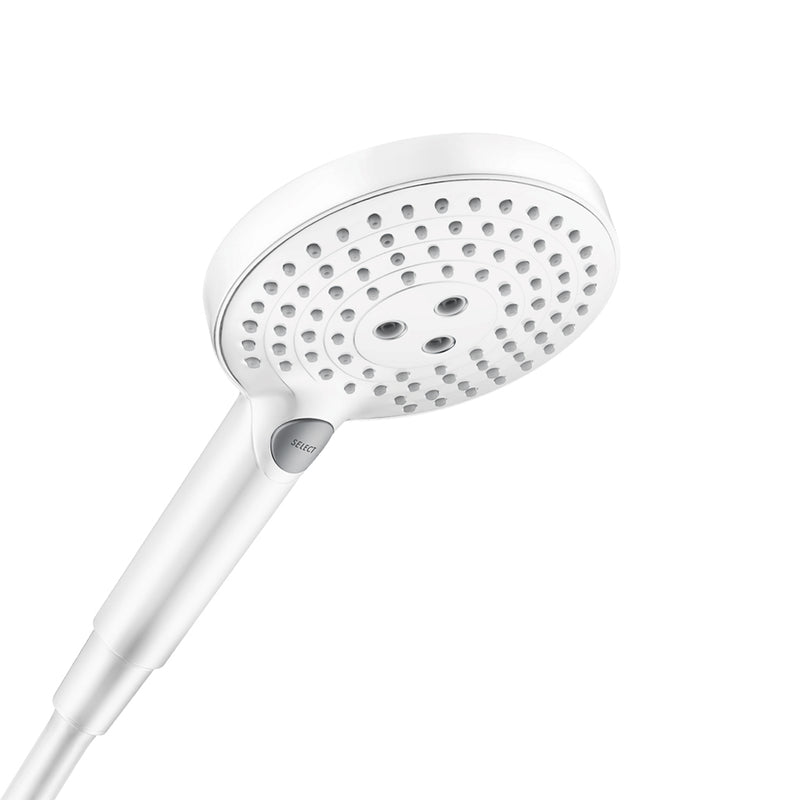 Raindance Select S 3-Jet Powder Rain Hand Shower - Wall Mount - 9" Brass/Matt White