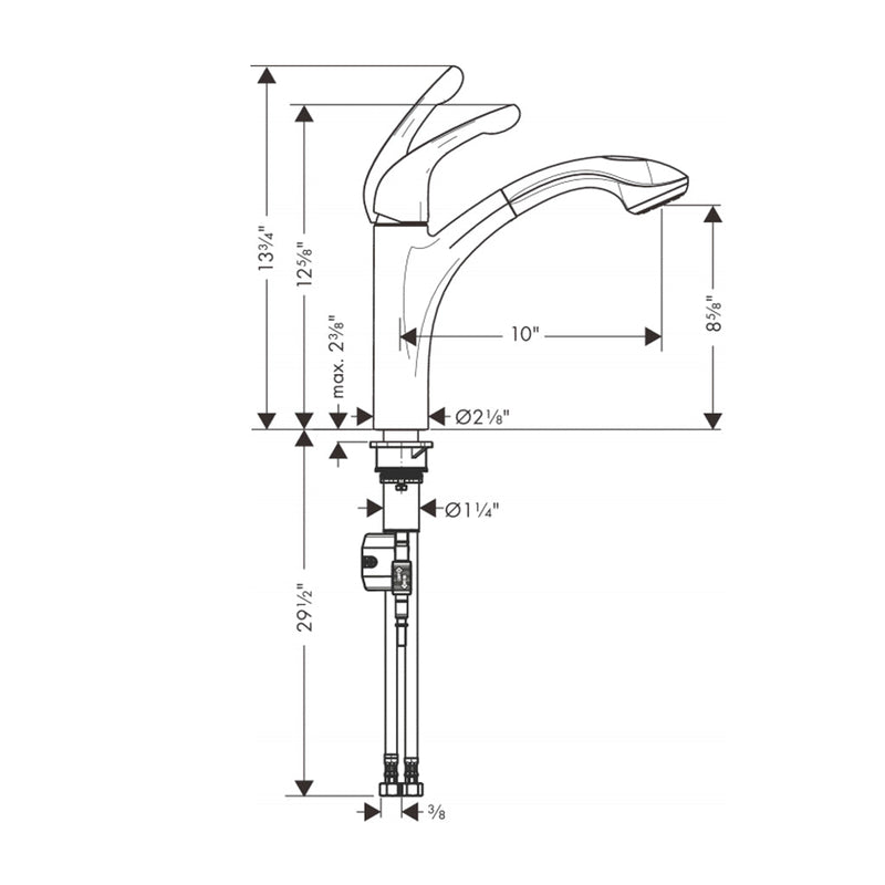 Allegro E 2-Spray Pull-Out Kitchen Faucet - Single Hole - 13" Brass/Polished Chrome