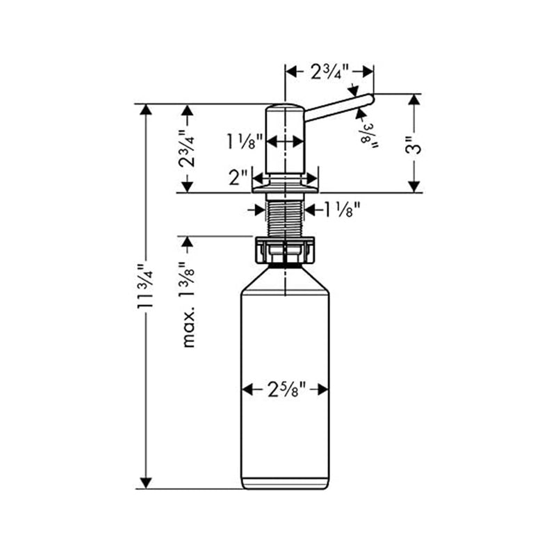 Universal Kitchen Soap Dispenser - Free Standing - 3" Brass/Steel