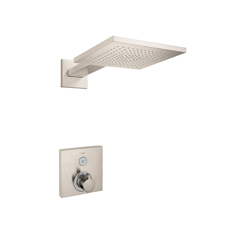 Raindance E 1-Way Thermostatic Trim Complete Shower Set - Wall Mount - 12" Brass/Brushed Nickel