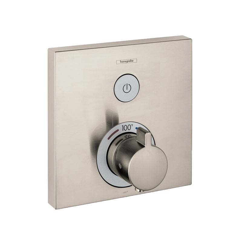 Raindance E 1-Way Thermostatic Trim Complete Shower Set - Wall Mount - 12" Brass/Brushed Nickel