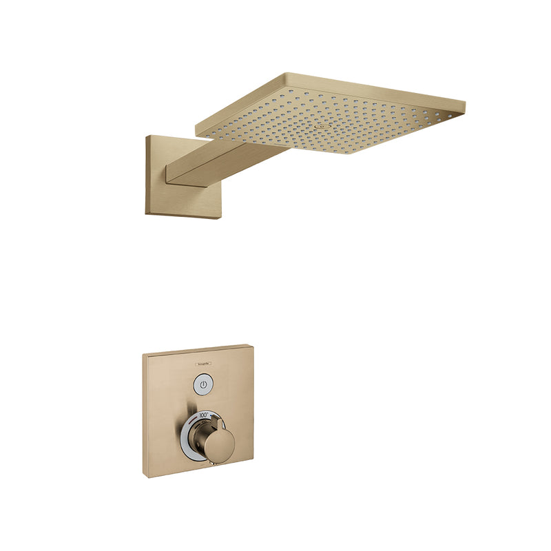 Raindance E 1-Way Thermostatic Trim Complete Shower Set - Wall Mount - 12" Brass/Brushed Bronze