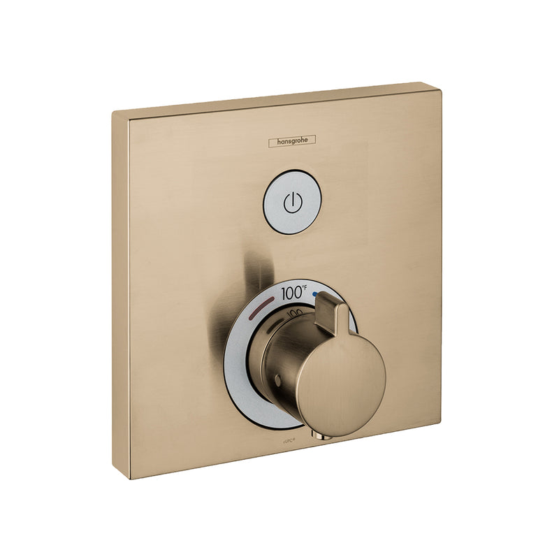 Raindance E 1-Way Thermostatic Trim Complete Shower Set - Wall Mount - 12" Brass/Brushed Bronze