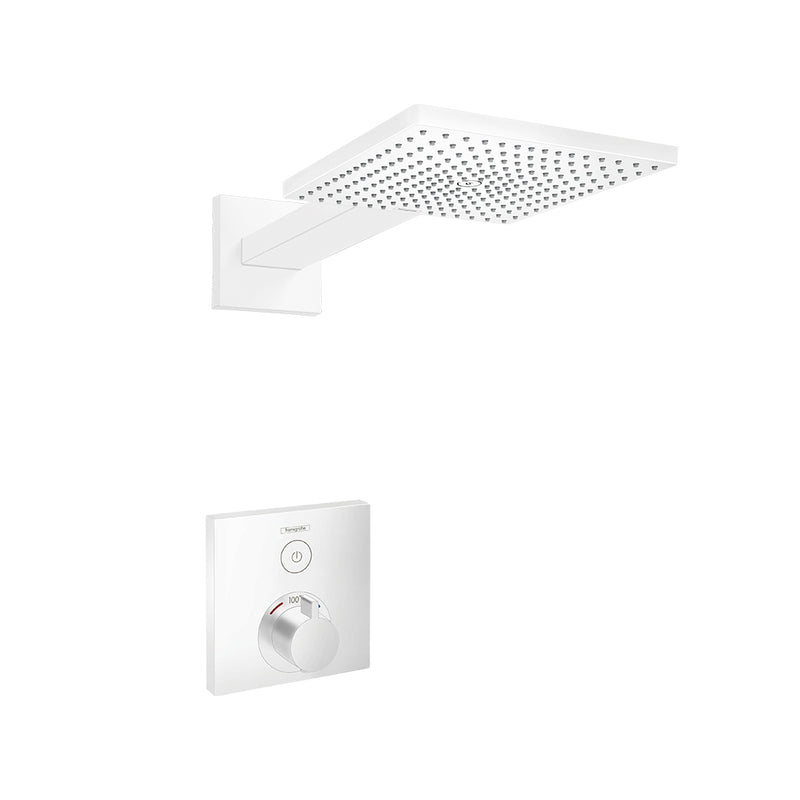 Raindance E 1-Way Thermostatic Trim Complete Shower Set - Wall Mount - 12" Brass/Matt White