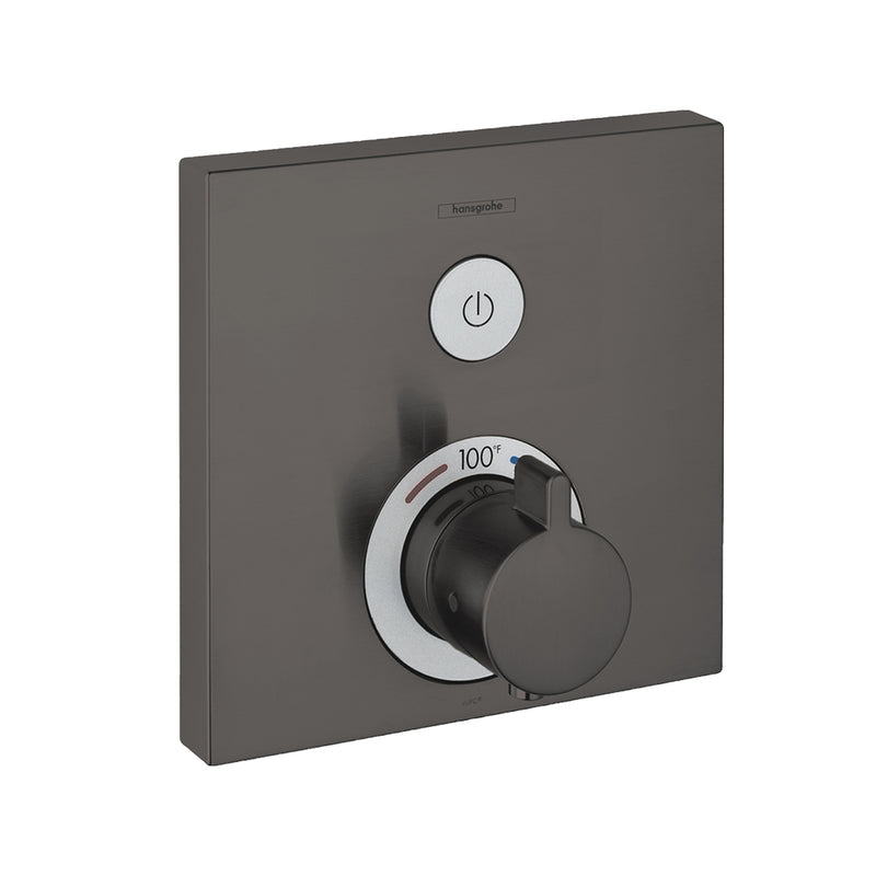 Raindance E 1-Way Thermostatic Trim Complete Shower Set - Wall Mount - 12" Brass/Brushed Black Chrome