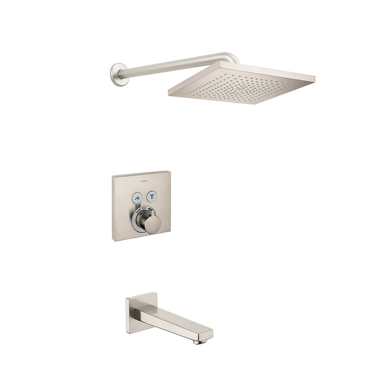 Raindance E 2-Way Thermostatic Trim Complete Shower Set - Wall Mount - 12" Brass/Brushed Nickel