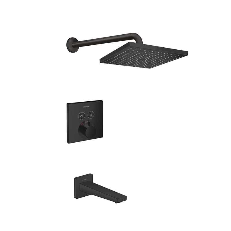 Raindance E 2-Way Thermostatic Trim Complete Shower Set - Wall Mount - 12" Brass/Matt Black