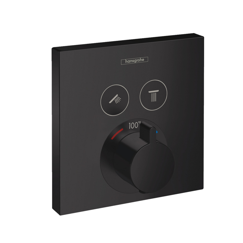 Raindance E 2-Way Thermostatic Trim Complete Shower Set - Wall Mount - 12" Brass/Matt Black