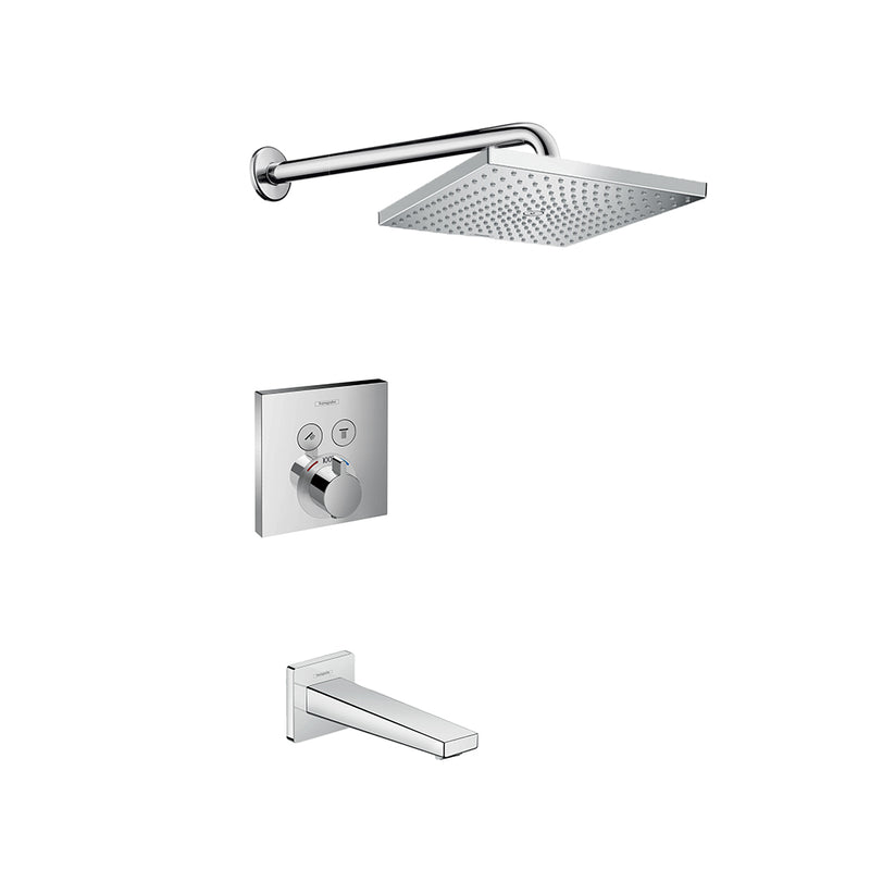 Raindance E 2-Way Thermostatic Trim Complete Shower Set - Wall Mount - 12" Brass/Polished Chrome
