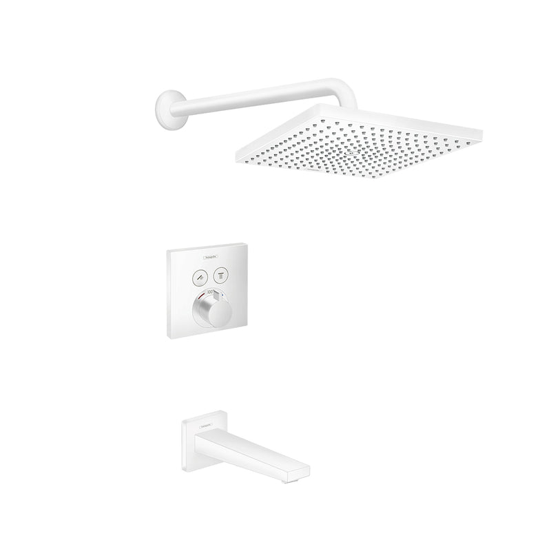 Raindance E 2-Way Thermostatic Trim Complete Shower Set - Wall Mount - 12" Brass/Matt White