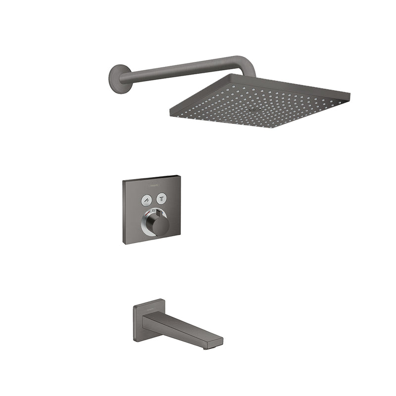 Raindance E 2-Way Thermostatic Trim Complete Shower Set - Wall Mount - 12" Brass/Brushed Black Chrome