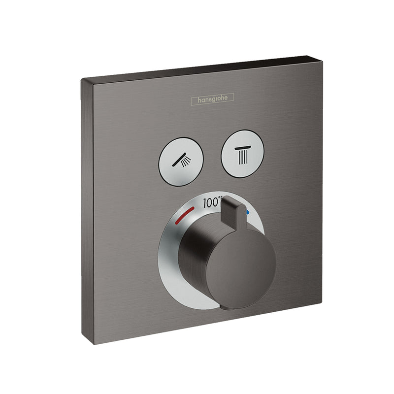 Raindance E 2-Way Thermostatic Trim Complete Shower Set - Wall Mount - 12" Brass/Brushed Black Chrome