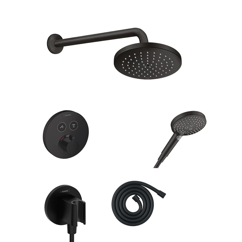 Raindance S 2-Way Thermostatic Trim Complete Shower Set - Wall Mount - 8" Brass/Matt Black