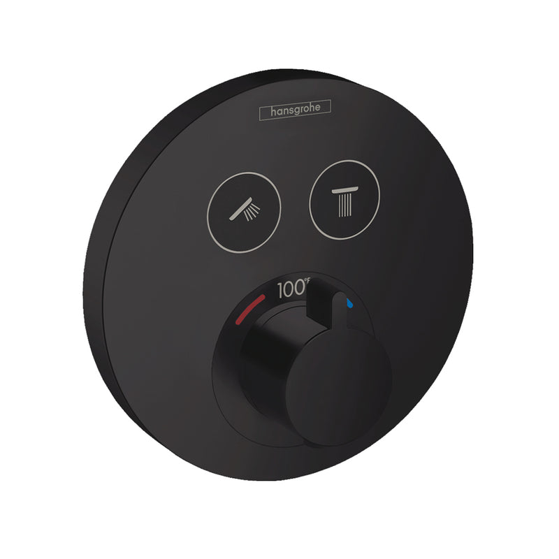 Raindance S 2-Way Thermostatic Trim Complete Shower Set - Wall Mount - 8" Brass/Matt Black