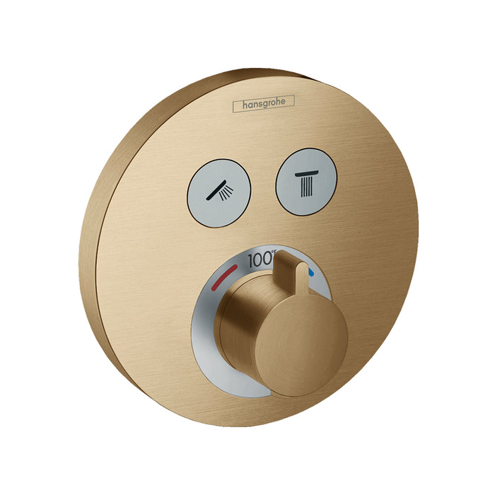 Raindance S 2-Way Thermostatic Trim Complete Shower Set - Wall Mount - 8" Brass/Brushed Bronze