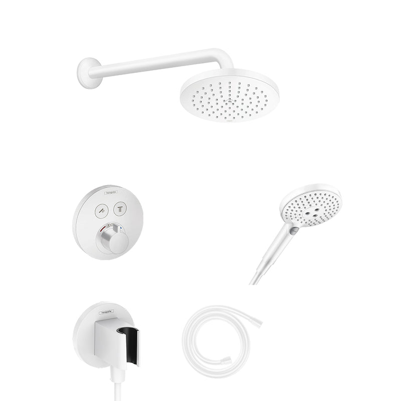 Raindance S 2-Way Thermostatic Trim Complete Shower Set - Wall Mount - 8" Brass/Matt White