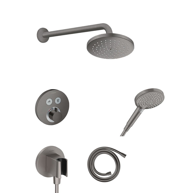 Raindance S 2-Way Thermostatic Trim Complete Shower Set - Wall Mount - 8" Brass/Brushed Black Chrome