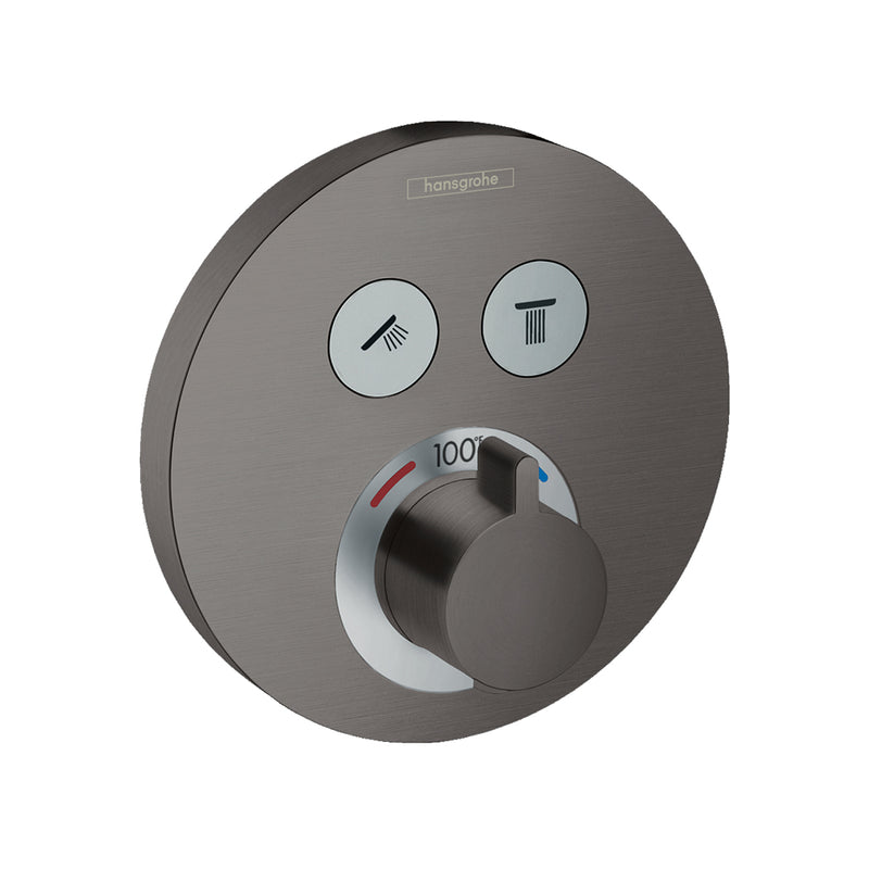 Raindance S 2-Way Thermostatic Trim Complete Shower Set - Wall Mount - 8" Brass/Brushed Black Chrome