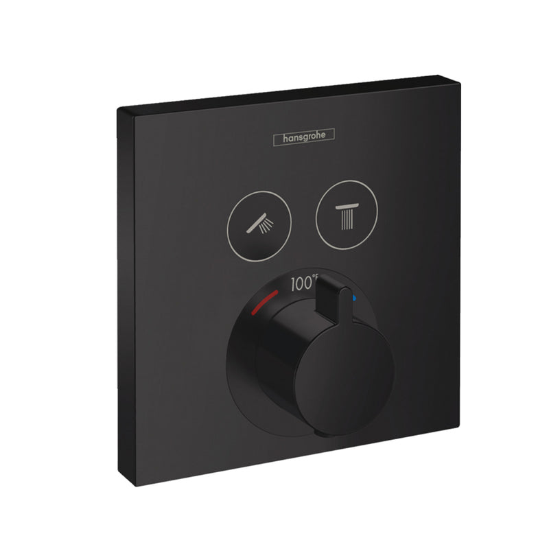 Raindance E 2-Way Thermostatic Trim Complete Shower Set - Wall Mount - 12" Brass/Matt Black