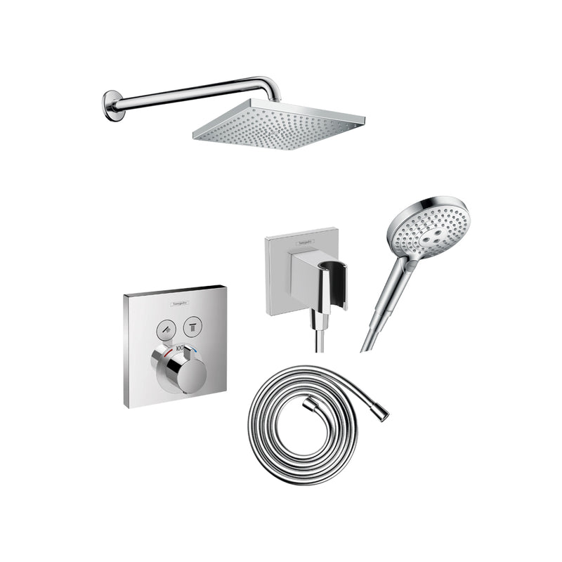 Raindance E 2-Way Thermostatic Trim Complete Shower Set - Wall Mount - 12" Brass/Polished Chrome